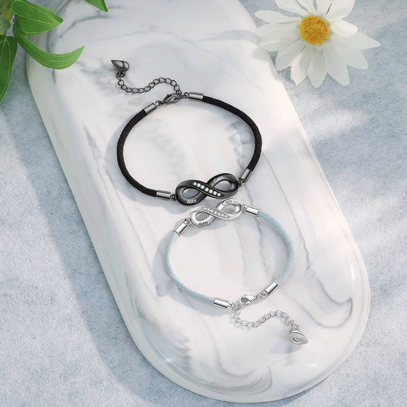 Couple Infinity Bracelet - detail engraving view