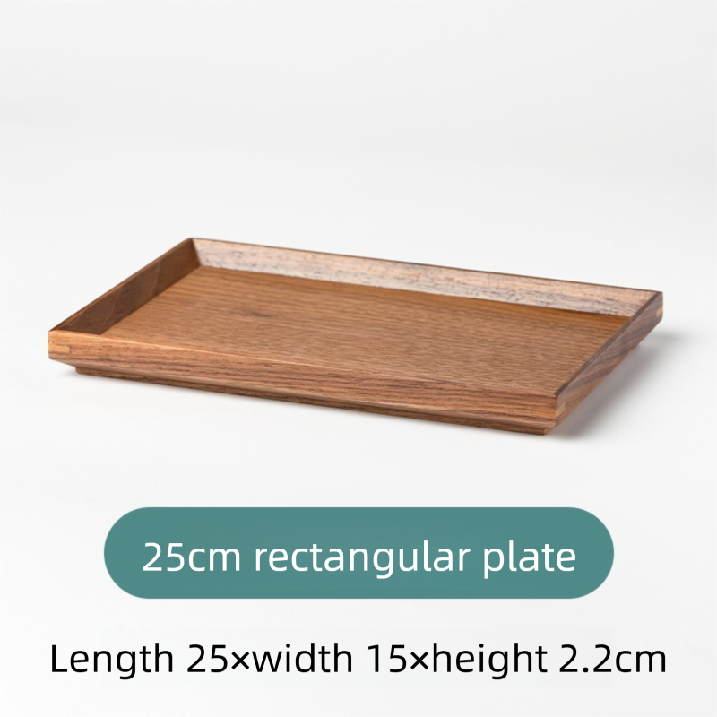 Black walnut solid wood tray, rectangular wooden tray, Japanese-style household fruit plate, wooden red tray, tea tray-Lovesyouforever