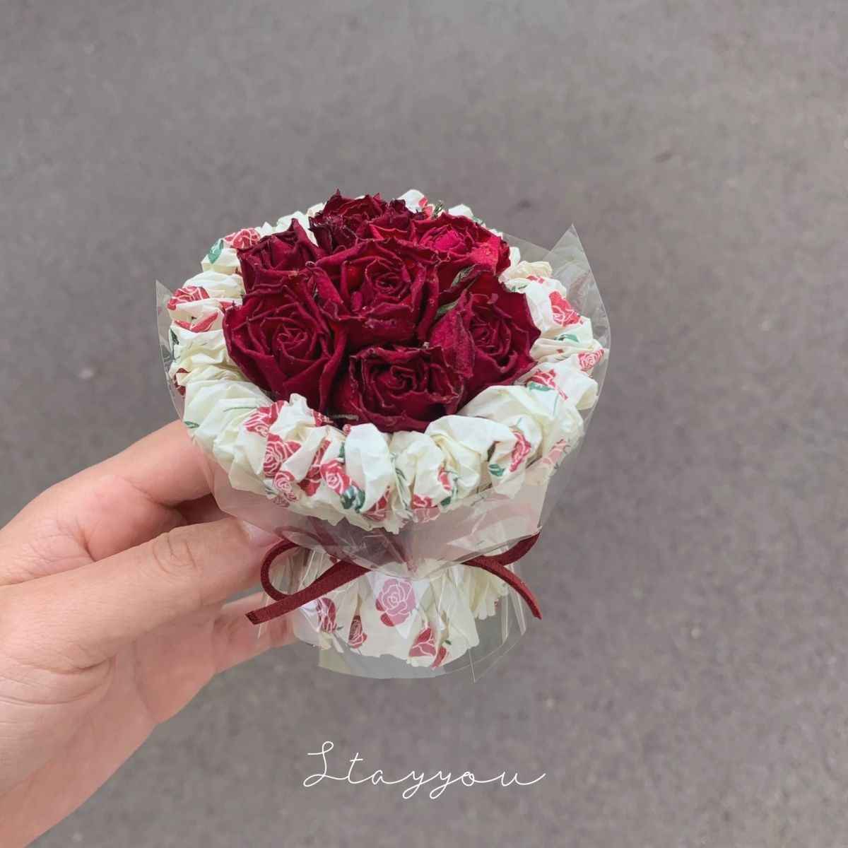Heart-pounding|Dried flower mini vintage romantic red rose bouquet car accessory holiday gift decoration-Lovesyouforever
