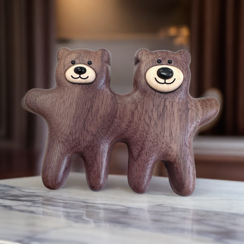 Bear's Best Friend Massage Comb, Black Walnut Wood, Cute Cartoon Meridian Wooden Comb for Head Therapy, Full Body Use to Relieve Stress and Tiredness-Lovesyouforever