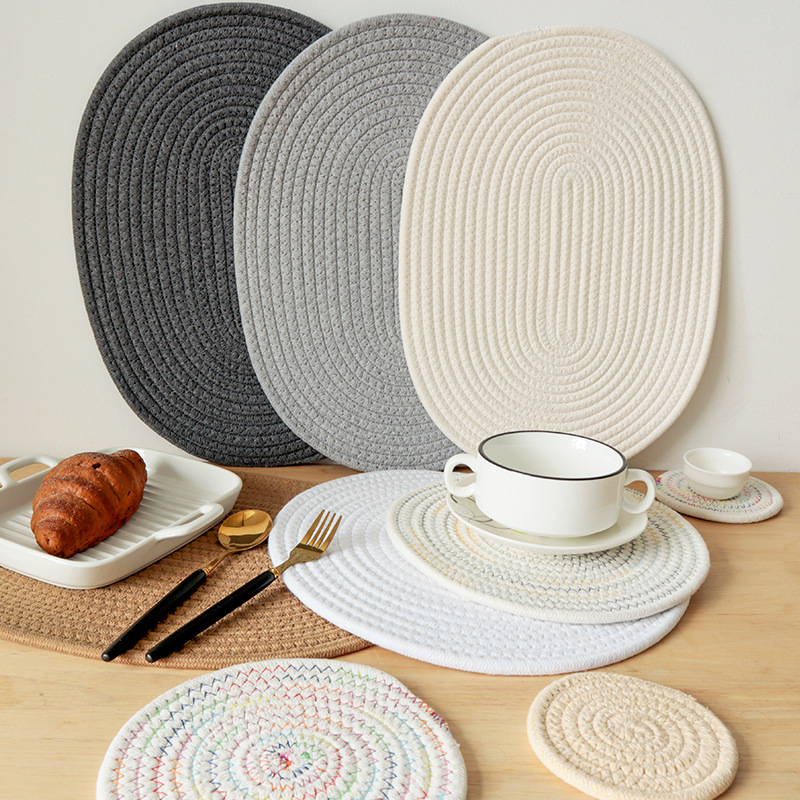 Insulation mat for home kitchen, cotton rope placemat, dining table mat, coaster, insulation pad-Lovesyouforever