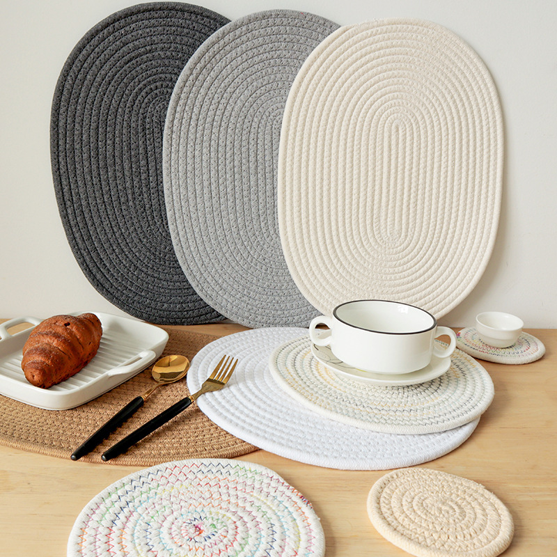 Insulation mat for home kitchen, cotton rope placemat, dining table mat, coaster, insulation pad-Lovesyouforever