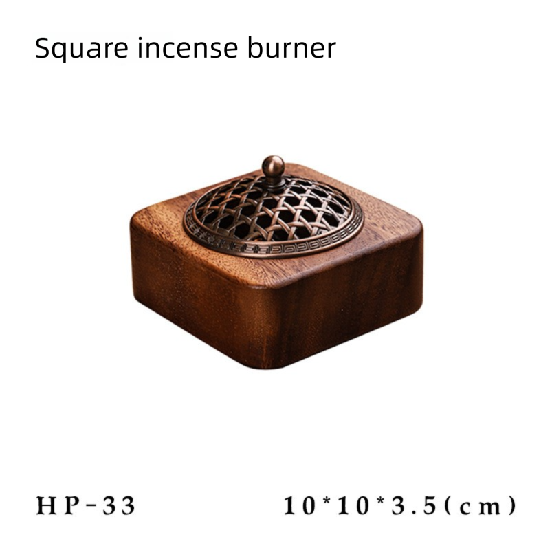 South American walnut wood Chinese-style incense burner for home use in living room and bedroom, solid wood aromatherapy burner, round hollow incense box, incense holder, decorative piece-Lovesyouforever