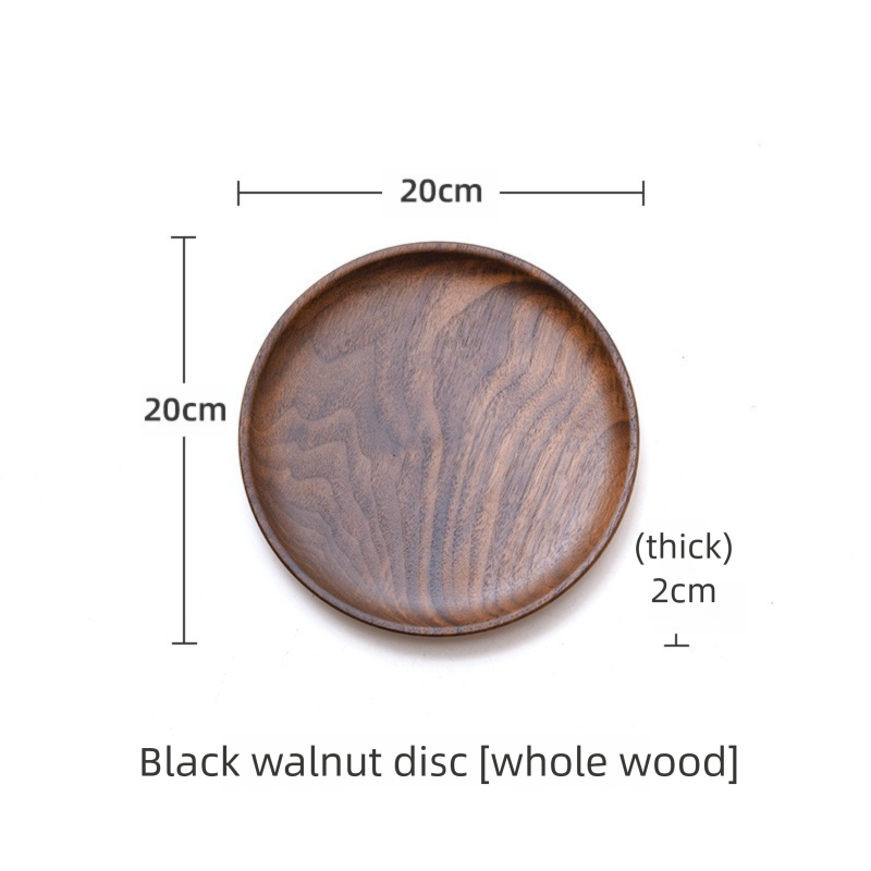 North American black walnut wood tray, solid wood dessert and snack plate, wooden fruit plate, round dried fruit tray, anti-scald wooden tray-Lovesyouforever