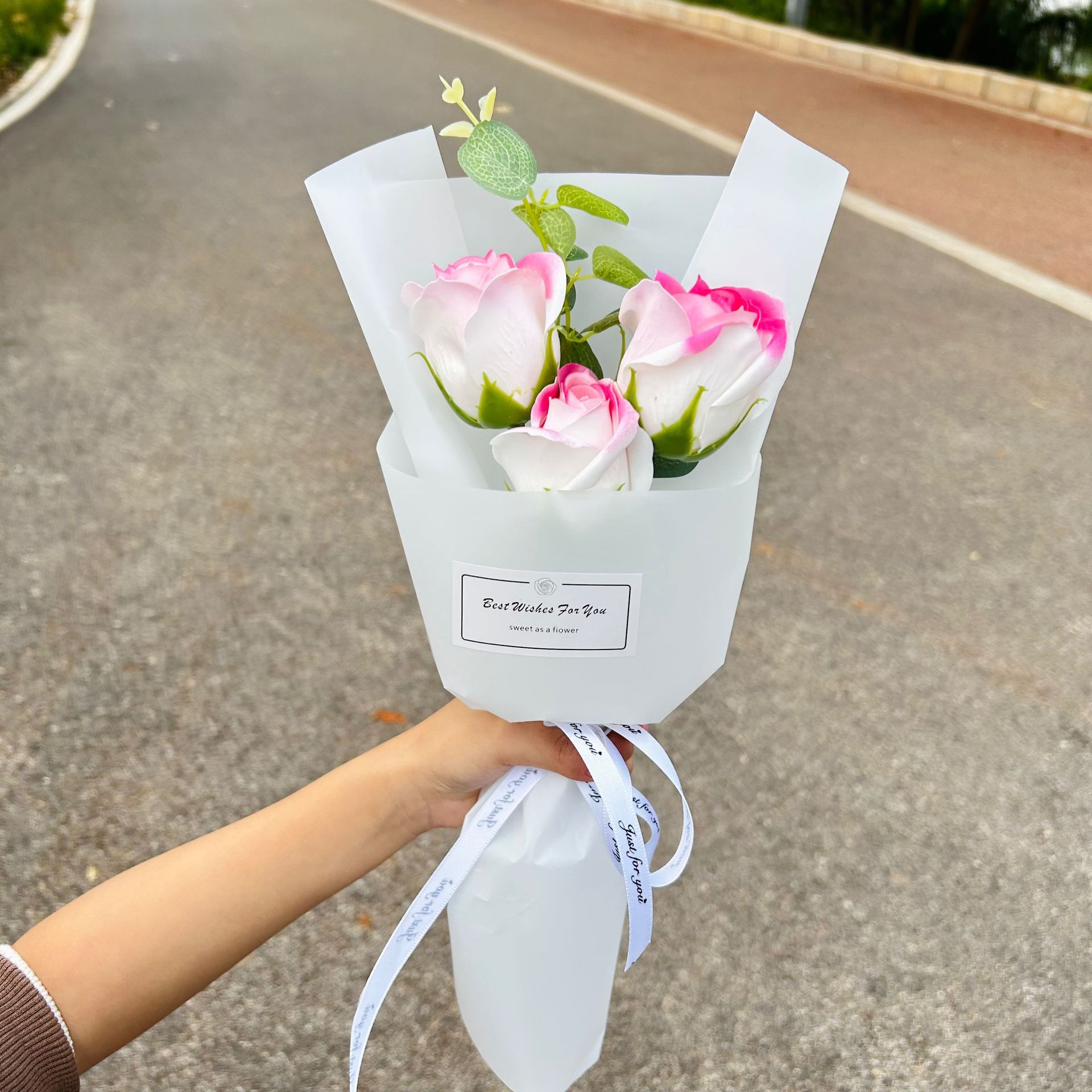 Finished crushed ice blue rose bouquet, soap flowers, Qixi Festival gift, graduation bouquet, gift for best friend, photo decoration, artificial flowers-Lovesyouforever