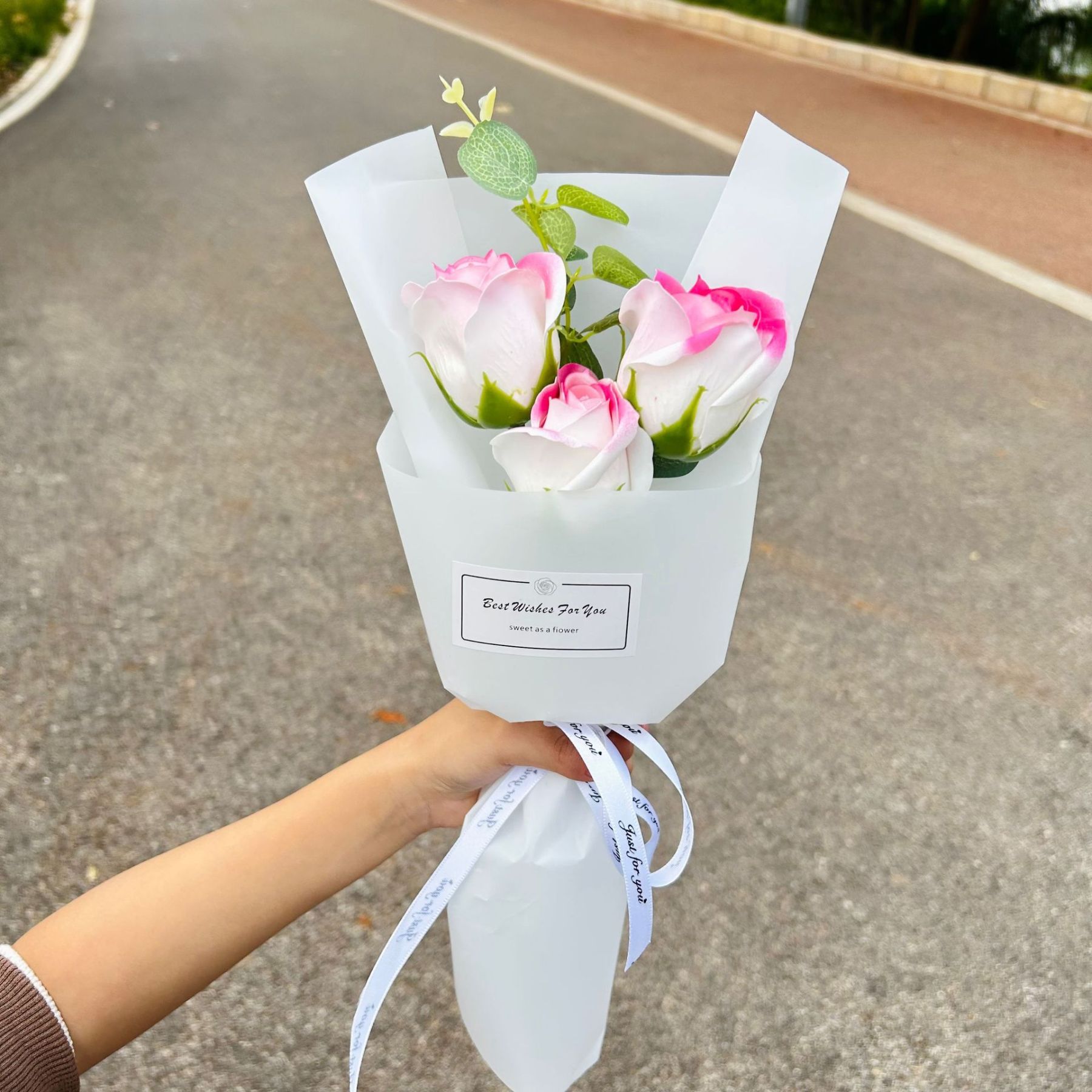 Finished crushed ice blue rose bouquet, soap flowers, Qixi Festival gift, graduation bouquet, gift for best friend, photo decoration, artificial flowers-Lovesyouforever