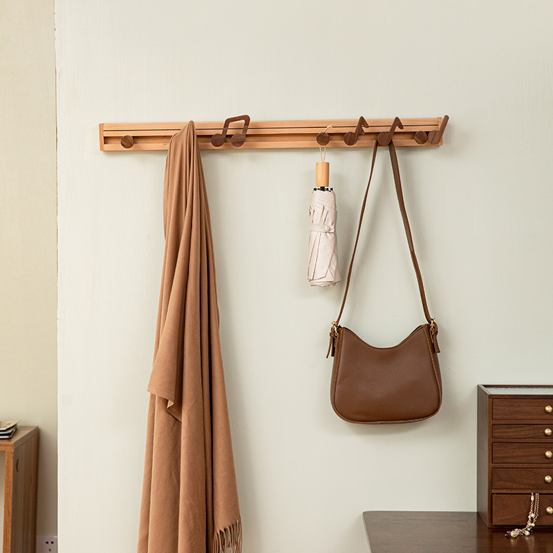 Musical note solid wood hook, music element home decoration, exquisite and practical, for hanging clothes, no installation required, coat hook, adhesive hook-Lovesyouforever