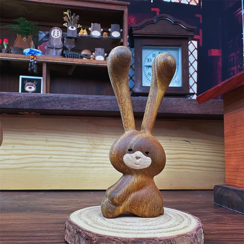 Rabbit-shaped massage stick made of natural sandalwood for eye and nose massage, jawline improvement, and reduction of dark circles and eye bags, suitable as a gift-Lovesyouforever