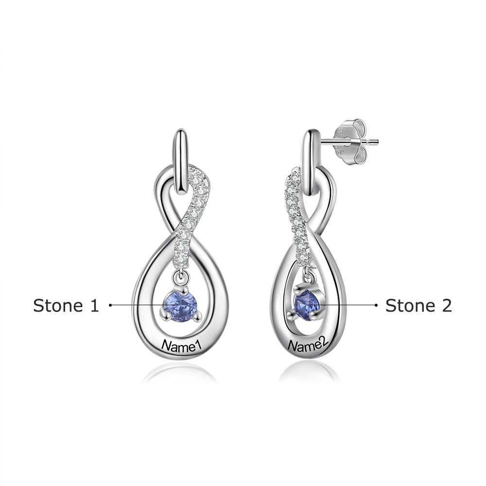 Name-Personalized Earrings With Birthstone-Lovesyouforever
