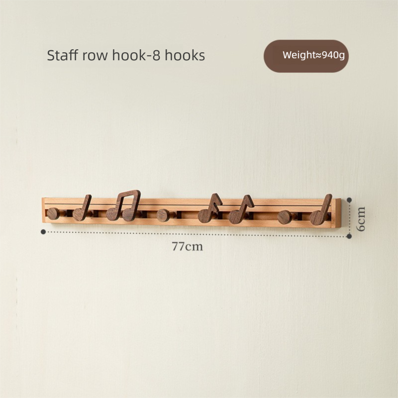 Musical note solid wood hook, music element home decoration, exquisite and practical, for hanging clothes, no installation required, coat hook, adhesive hook-Lovesyouforever