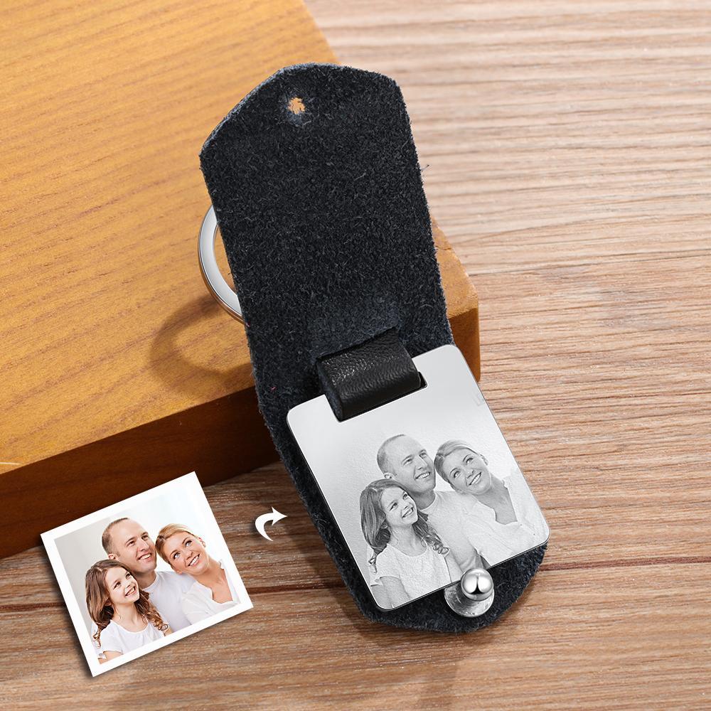 Personalized Photo Leather Keychain with Calendar-Lovesyouforever
