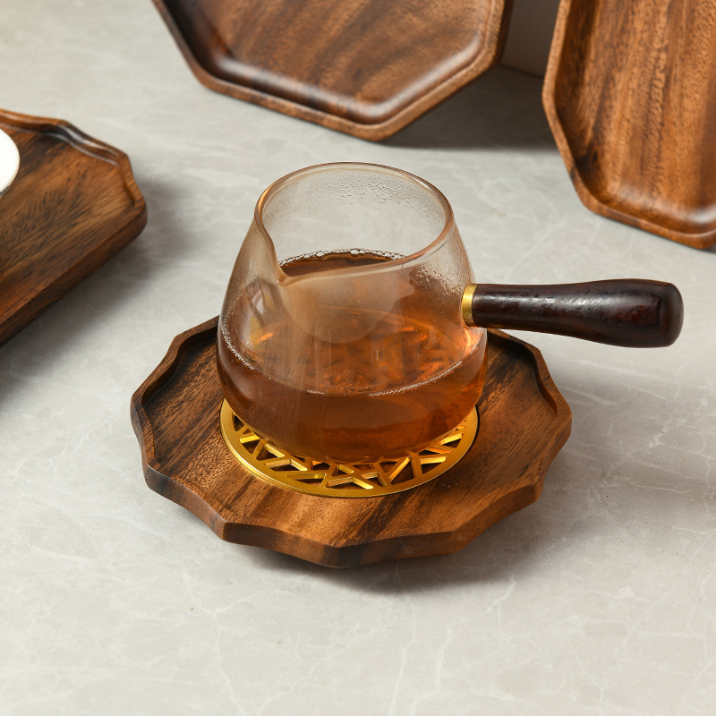 Tea tray for dry brewing, high-end purple clay teapot, teapot mat, walnut wood solid wood tea mat, teapot maintenance mat, small coaster-Lovesyouforever