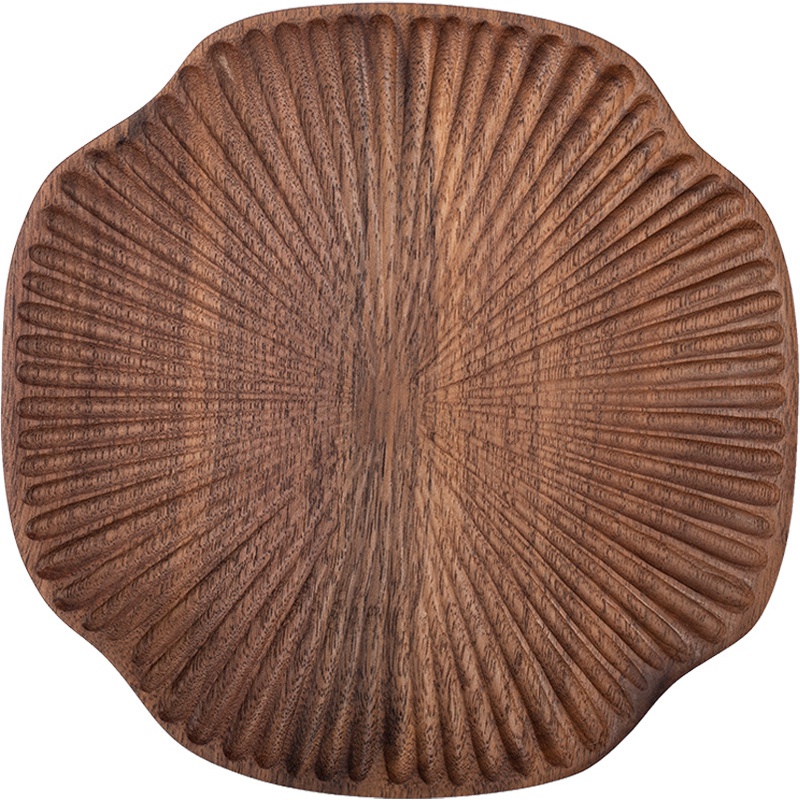 Walnut wood four-leaf clover tea pot holder, creative handmade solid wood vintage kung fu tea set, tea ceremony non-slip coaster and cup holder-Lovesyouforever