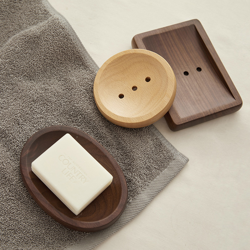 Exquisite beech and black walnut wood soap dish, handmade soap holder, Japanese-style draining double-layer wooden soap tray-Lovesyouforever