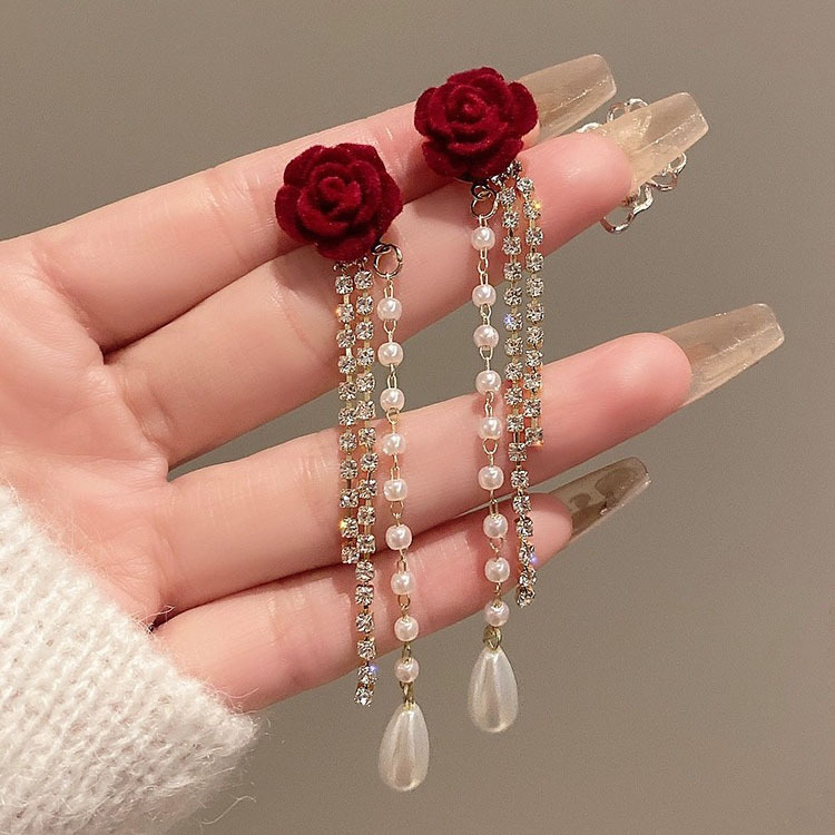 Rose Tassel Earrings For Woman-Lovesyouforever