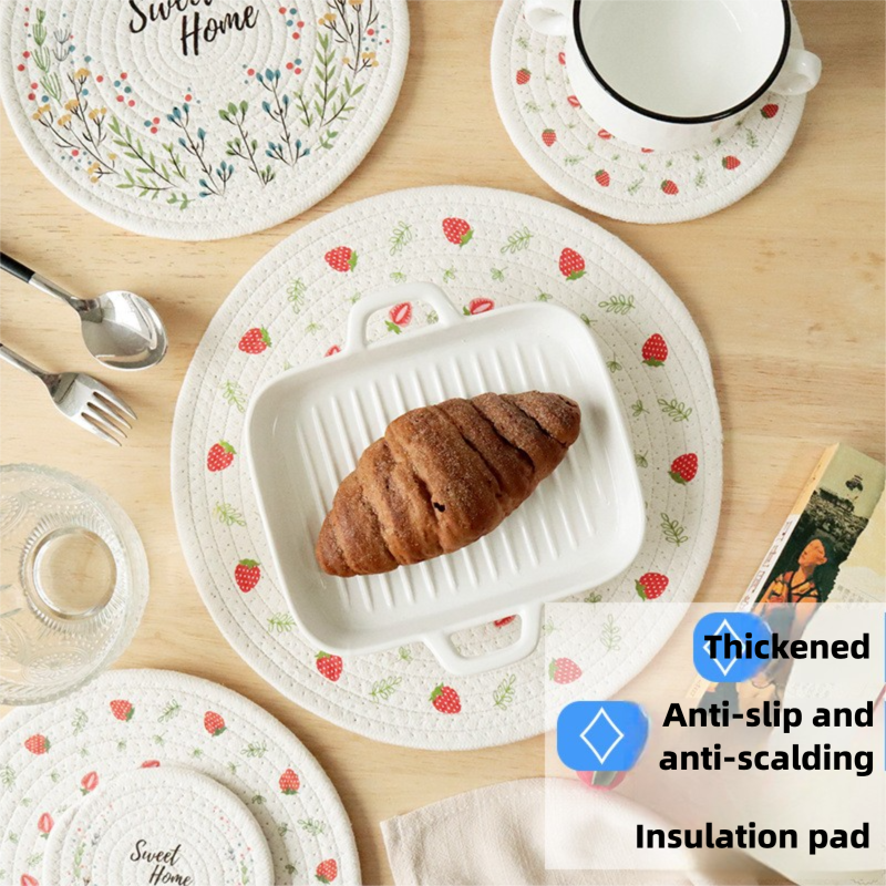 Woven Insulated Table Mat, Light Luxury Nordic Cotton Printed Placemat, Plate Mat, Cup Mat, Round Pot Mat, Bowl Mat-Lovesyouforever