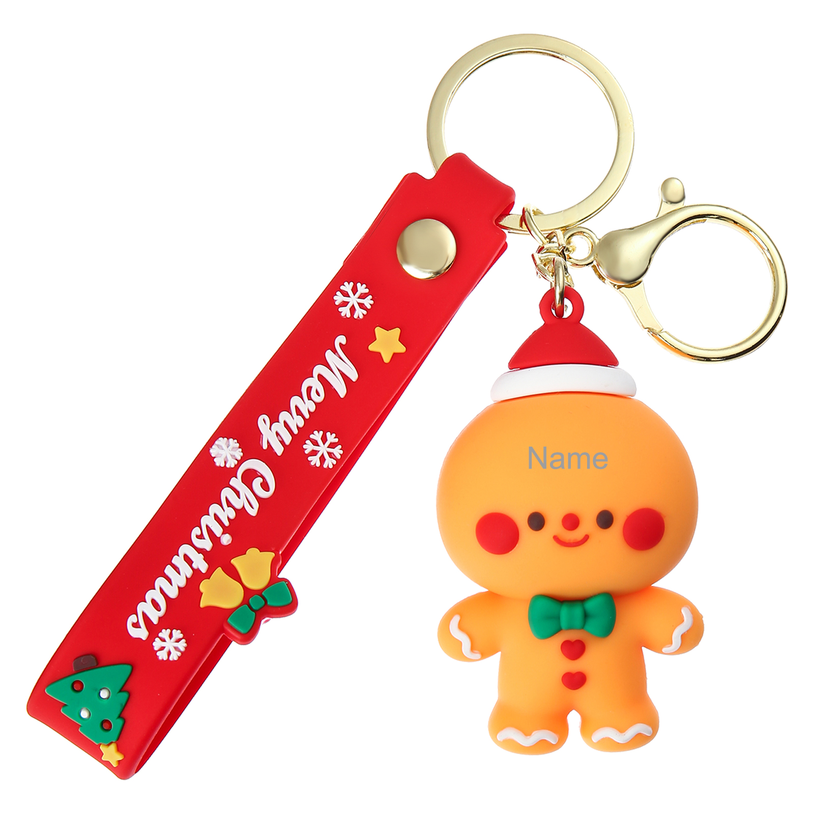 Personalized Christmas Gingerbread Man Keychain-Custom Name Keychain Gift-Lovesyouforever