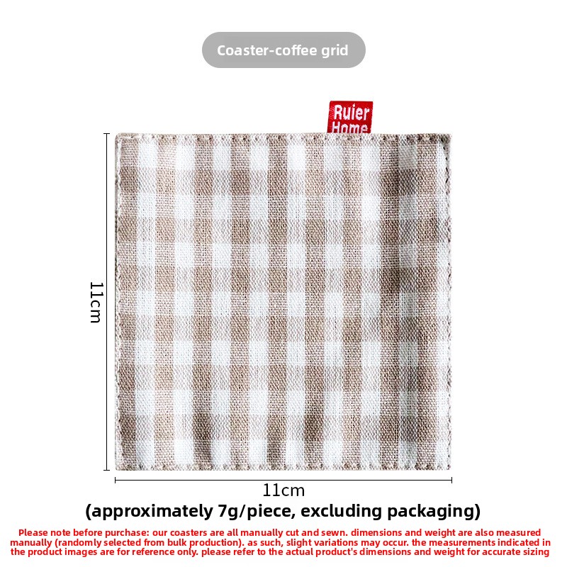 Fabric coasters, double-layer plaid heat-insulating coasters, square mug coasters-Lovesyouforever