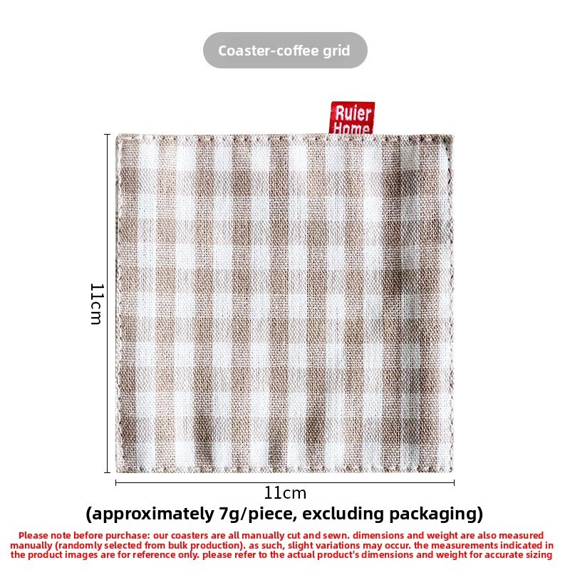 Fabric coasters, double-layer plaid heat-insulating coasters, square mug coasters-Lovesyouforever
