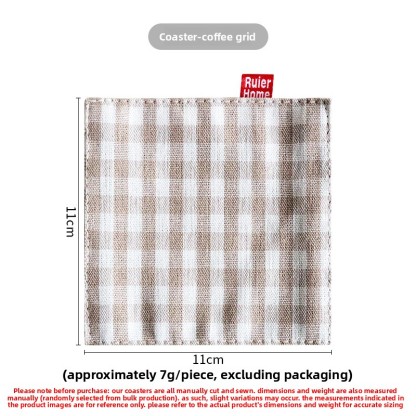 Fabric coasters, double-layer plaid heat-insulating coasters, square mug coasters-Lovesyouforever