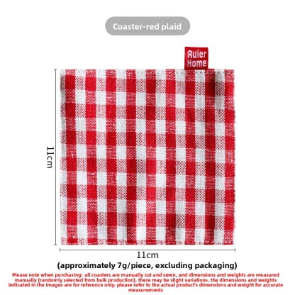 Fabric coasters, double-layer plaid heat-insulating coasters, square mug coasters-Lovesyouforever