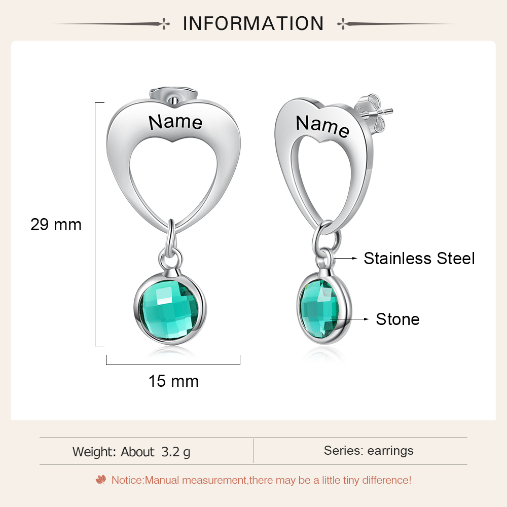 Personalized Name Pendant Earrings with Birthstone for Women-Lovesyouforever