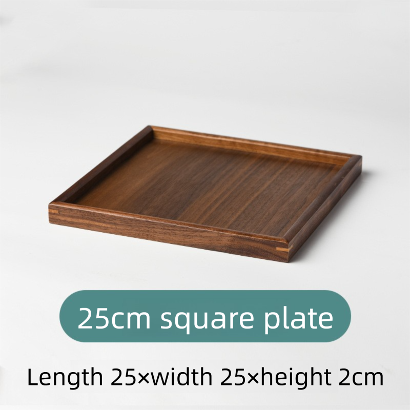 Black walnut solid wood tray, rectangular wooden tray, Japanese-style household fruit plate, wooden red tray, tea tray-Lovesyouforever