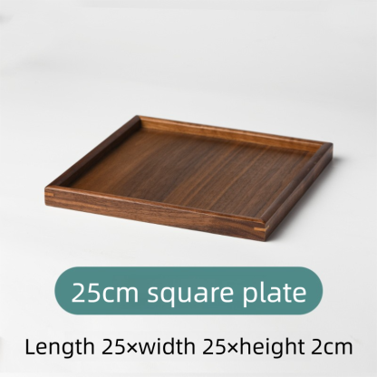 Black walnut solid wood tray, rectangular wooden tray, Japanese-style household fruit plate, wooden red tray, tea tray-Lovesyouforever