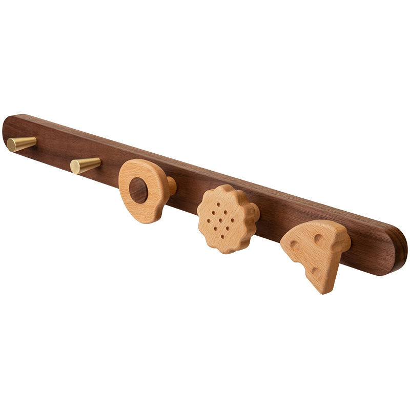 Solid wood coat hook, over-the-door hook, no-drill wall-mounted coat rack, wall-mounted storage hook, adhesive hook, strong load-bearing-Lovesyouforever