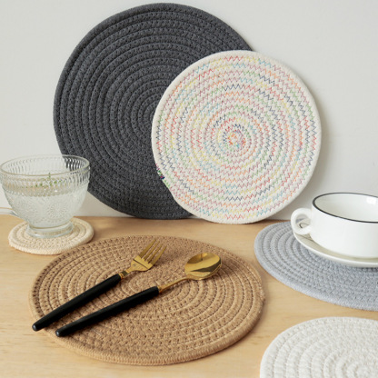 Insulation mat for home kitchen, cotton rope placemat, dining table mat, coaster, insulation pad-Lovesyouforever