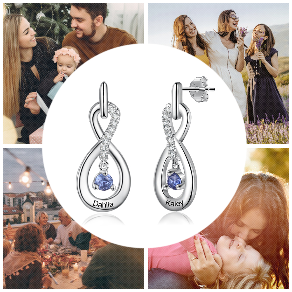 Name-Personalized Earrings With Birthstone-Lovesyouforever