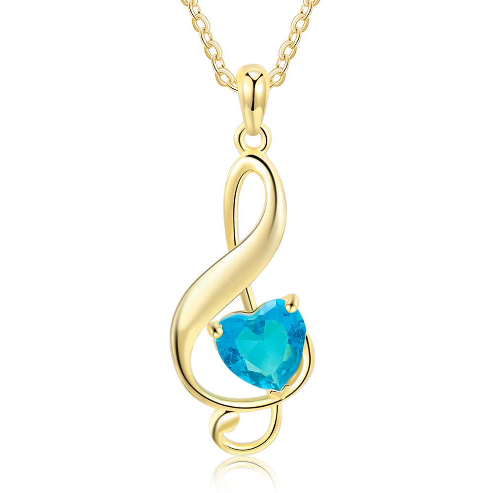 Musical Notes Pendant Necklace 1 Personalized First Name with Birthstone-Lovesyouforever