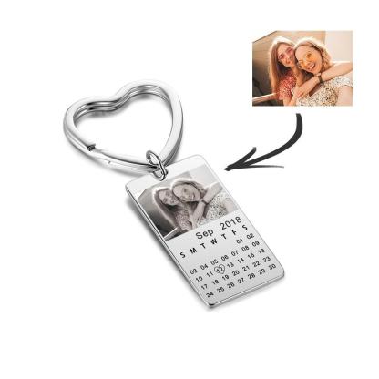 Personalized Photo Keychain With Calendar-Lovesyouforever