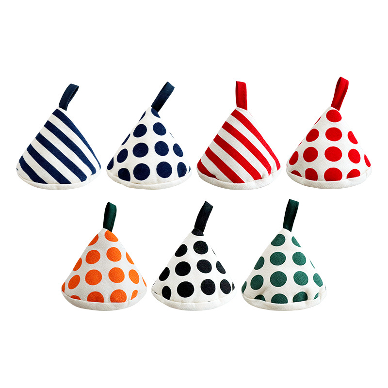 Wholesale polka dot striped pot cover, triangular anti-scald pot cover, heat-insulating triangular clamp, polka dot pot cover, enamel pot handle cover-Lovesyouforever