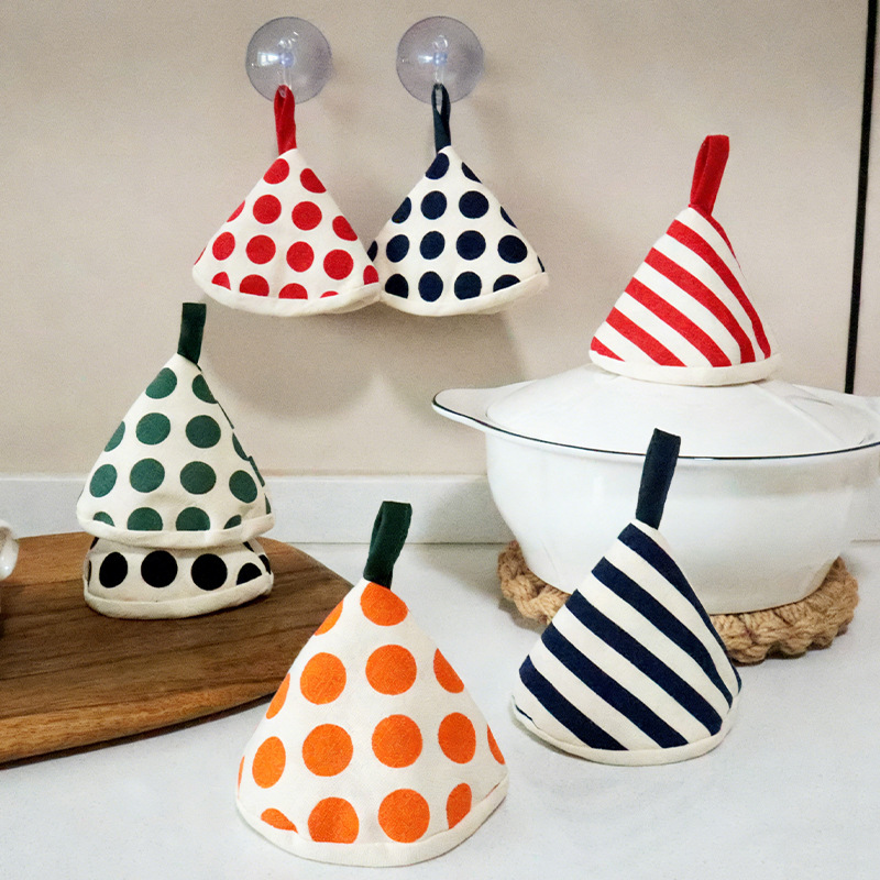Wholesale polka dot striped pot cover, triangular anti-scald pot cover, heat-insulating triangular clamp, polka dot pot cover, enamel pot handle cover-Lovesyouforever