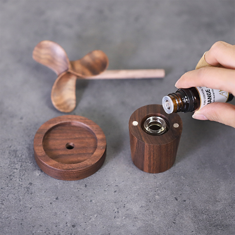 Handmade Creative Windmill Essential Oil Diffuser Wooden Fragrance Bottle Indoor Aromatherapy Essential Oil Scented Wooden Ornament Tool-Lovesyouforever