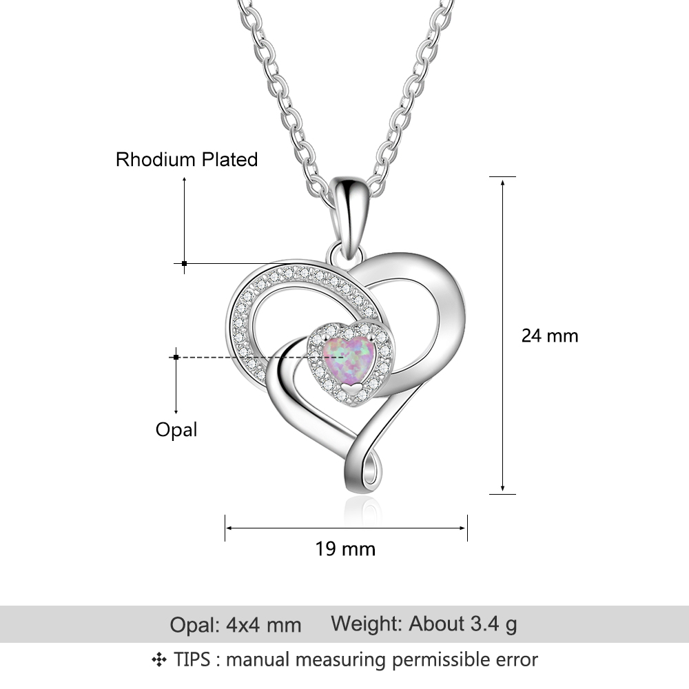 Opal Heart Pendant Necklace for Women-Lovesyouforever