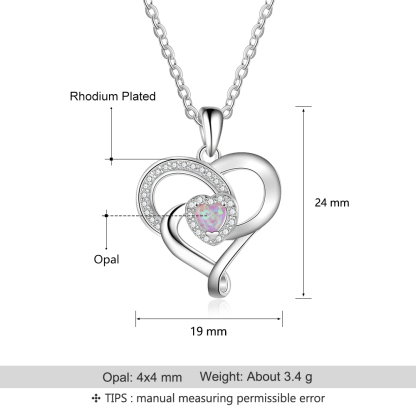 Opal Heart Pendant Necklace for Women-Lovesyouforever