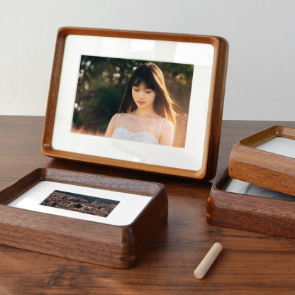 Solid wood picture frame with mortise and tenon joints, rounded corners, black walnut wood, high-end feel 6inch 7inch 8inch home wooden display picture frame-Lovesyouforever