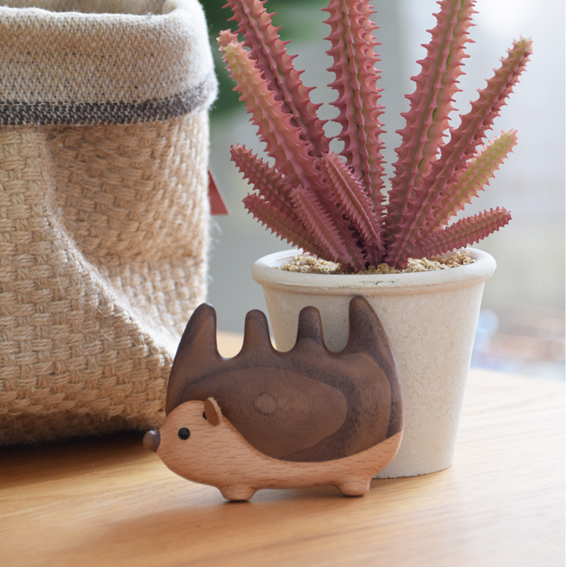 Black Walnut Wood Creative Massage Comb Wooden Craft Personalized Cute Hedgehog Comb High-end Gift-Lovesyouforever