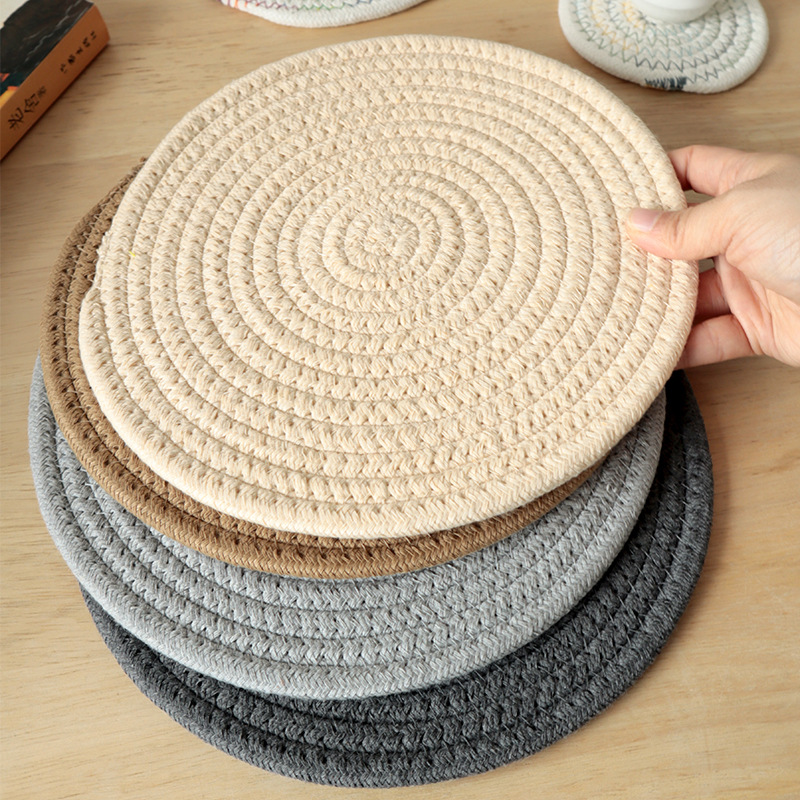 Insulation mat for home kitchen, cotton rope placemat, dining table mat, coaster, insulation pad-Lovesyouforever