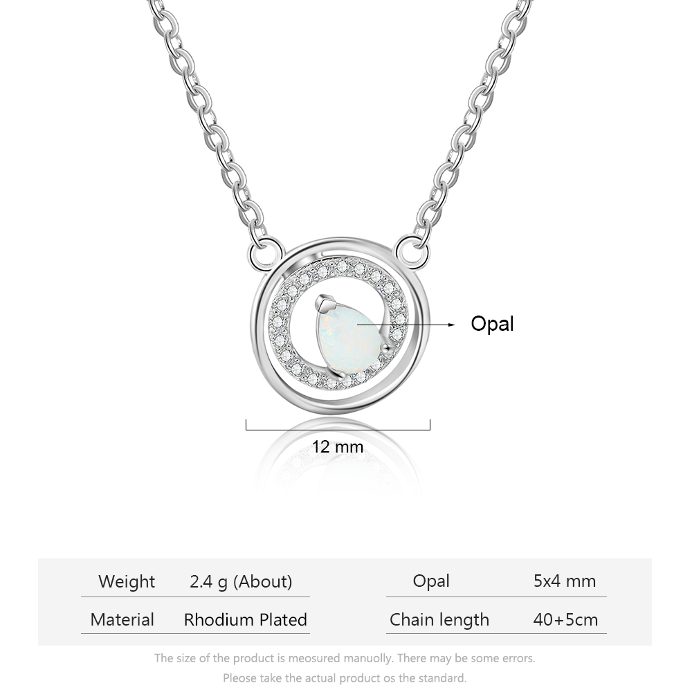 Round Opal Pendant Necklace for Women-Lovesyouforever