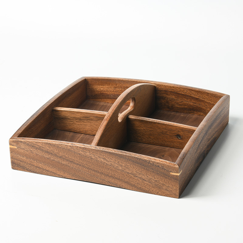 Walnut wood solid wood tray Japanese-style rectangular snack box wooden fruit tray household candy and tea tray dry fruit box-Lovesyouforever