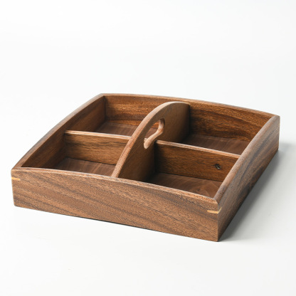 Walnut wood solid wood tray Japanese-style rectangular snack box wooden fruit tray household candy and tea tray dry fruit box-Lovesyouforever