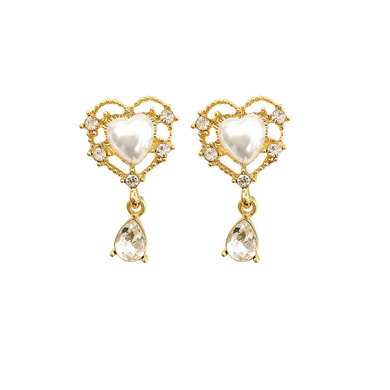Pearl and Heart Earrings For Woman-Lovesyouforever