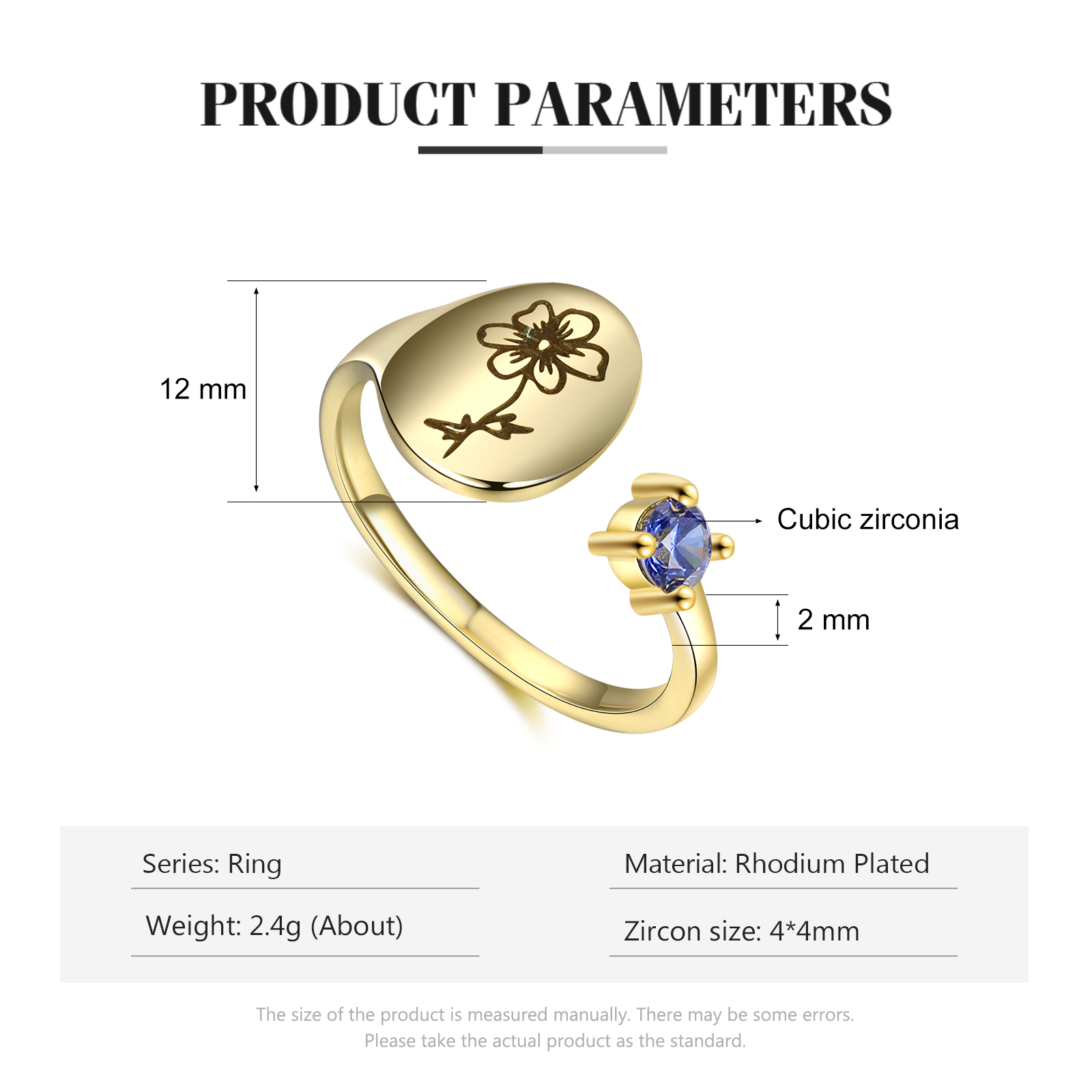 Ring 1 Birth Flower With 1 Birth Stone-Lovesyouforever