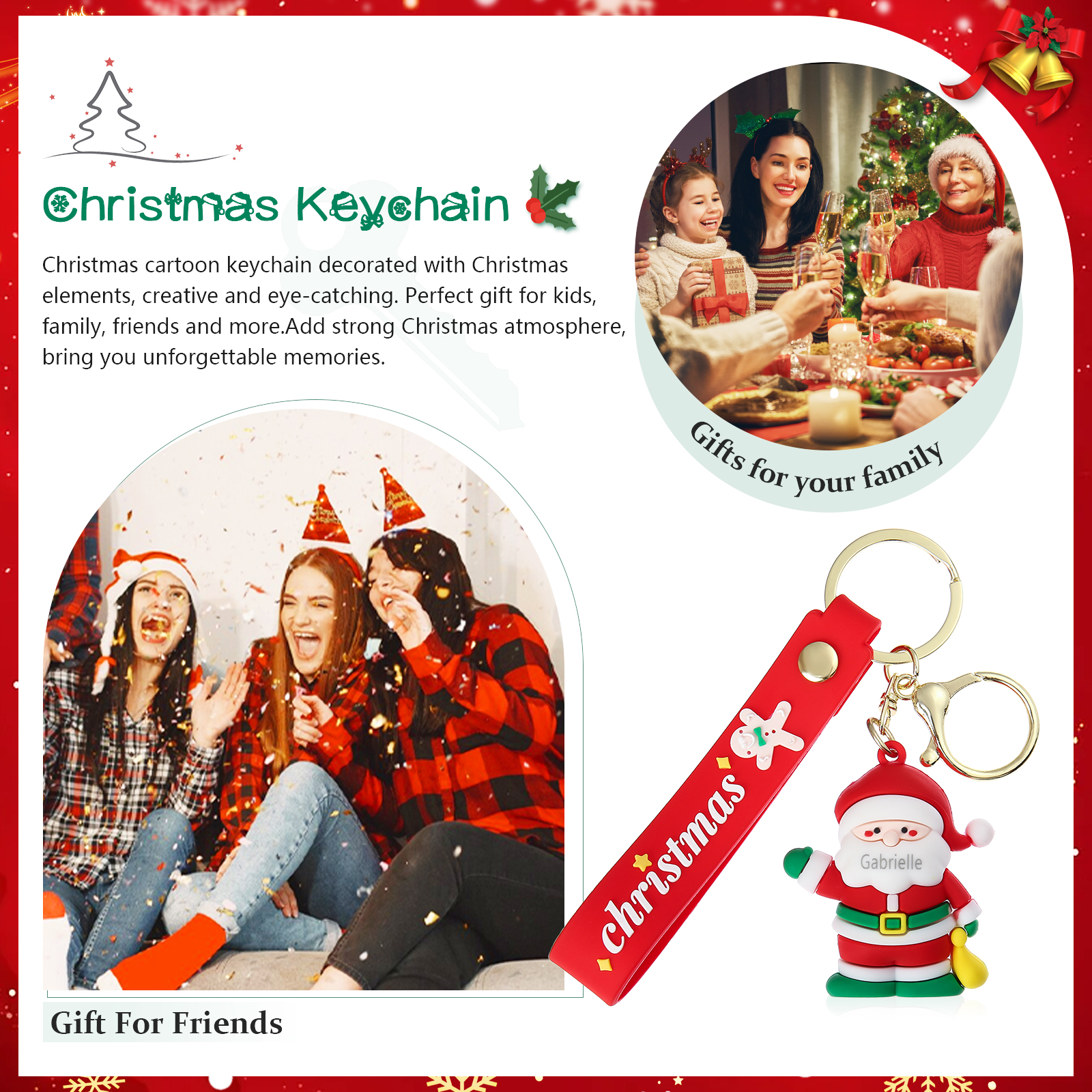 Personalized Christmas Santa Claus Keychain-Custom Name Keychain Gift-Lovesyouforever
