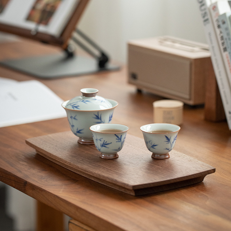 Simple wooden tray in Japanese style for tea cups, solid wood home-use handmade coffee tray, exquisite wooden snack tray-Lovesyouforever
