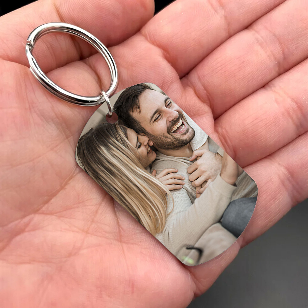 Custom Couple Photo Keychain With Name, Personalized Drive Safe Keychain for Boyfriend/Him-Lovesyouforever