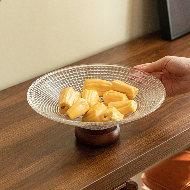 Glass conical fruit tray for living room, home use, coffee table, high-footed fruit tray, snack tray, French-style candy and dried fruit tray, light luxury-Lovesyouforever